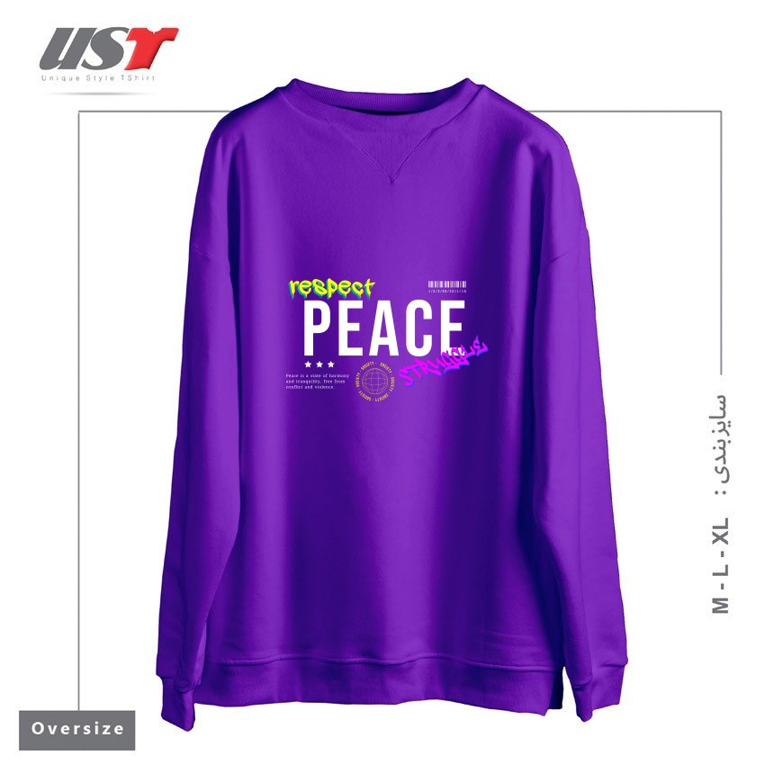 طرح typography 51 سوییشرت اورسایزرنگ بنفش