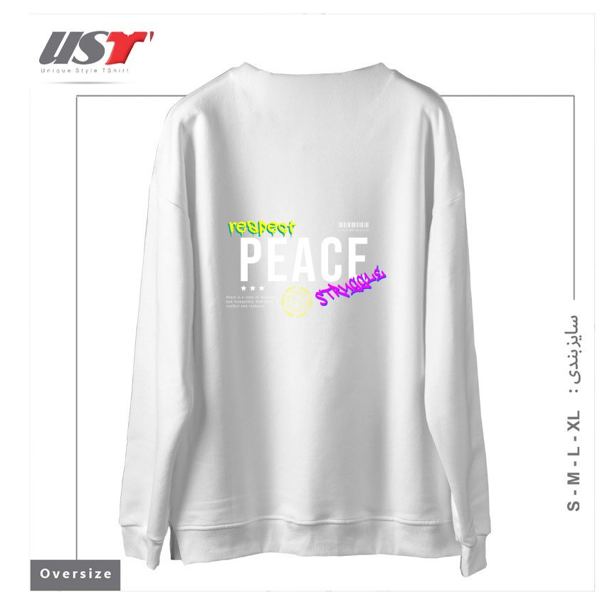 طرح typography 51 سوییشرت اورسایزرنگ سفید