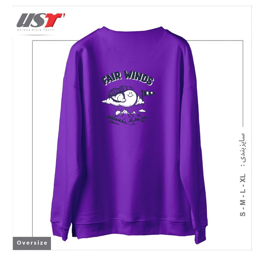 طرح FAIR WINDS سوییشرت اورسایزرنگ بنفش