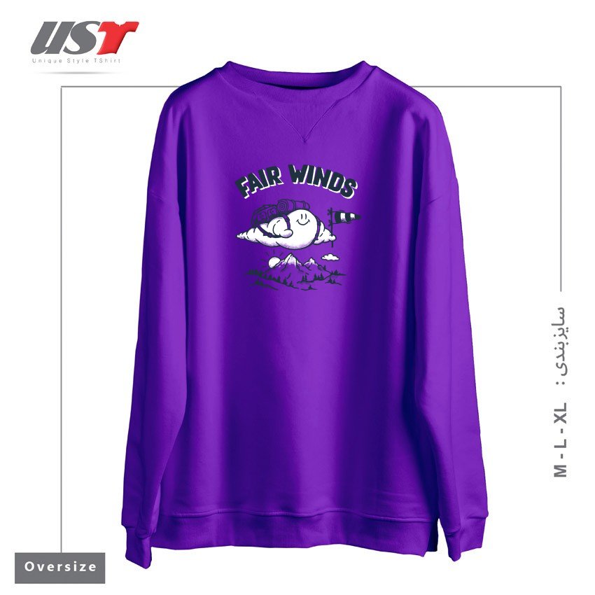 طرح FAIR WINDS سوییشرت اورسایزرنگ بنفش