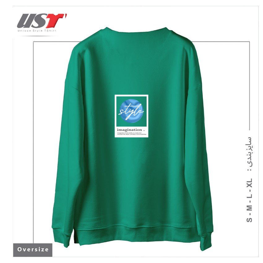 طرح typography 52 سوییشرت اورسایزرنگ سبز سدری