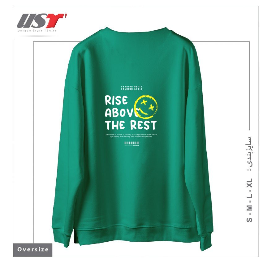 طرح typography 53 سوییشرت اورسایزرنگ سبز سدری