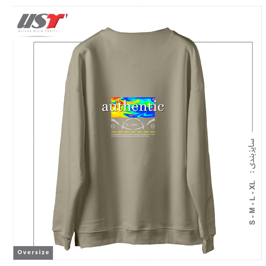 طرح typography 54 سوییشرت اورسایزرنگ نخودی