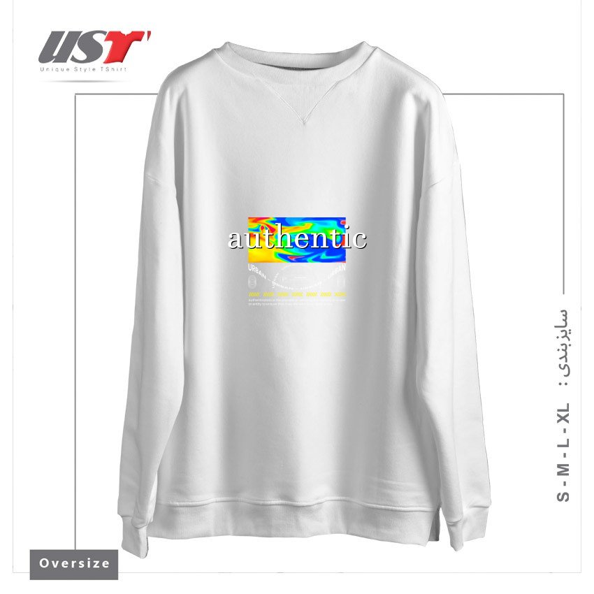 طرح typography 54 سوییشرت اورسایزرنگ سفید