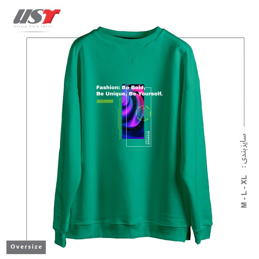 طرح typography 55 سوییشرت اورسایزرنگ سبز سدری