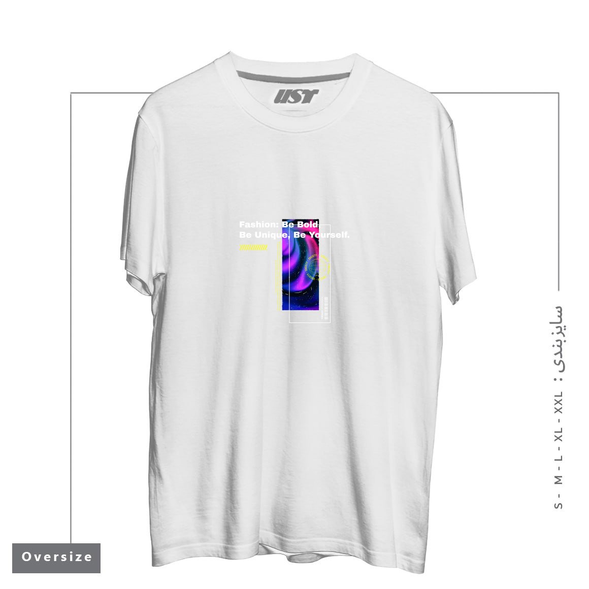 طرح typography 55 تیشرت اورسایزرنگ سفید