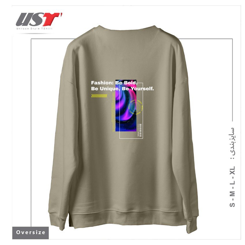 طرح typography 55 سوییشرت اورسایزرنگ نخودی