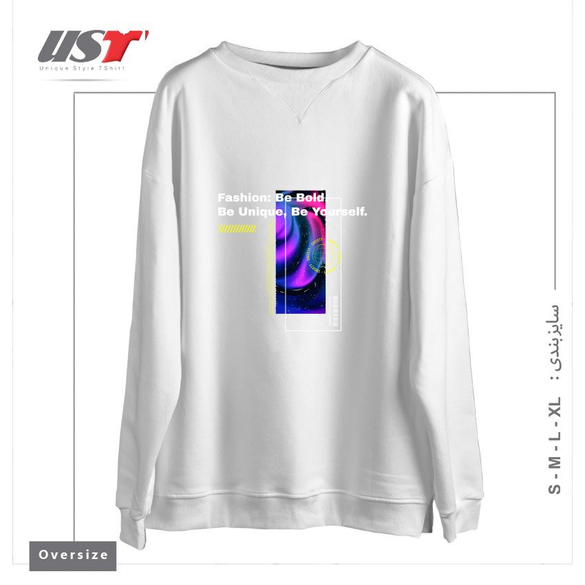 طرح typography 55 سوییشرت اورسایزرنگ سفید