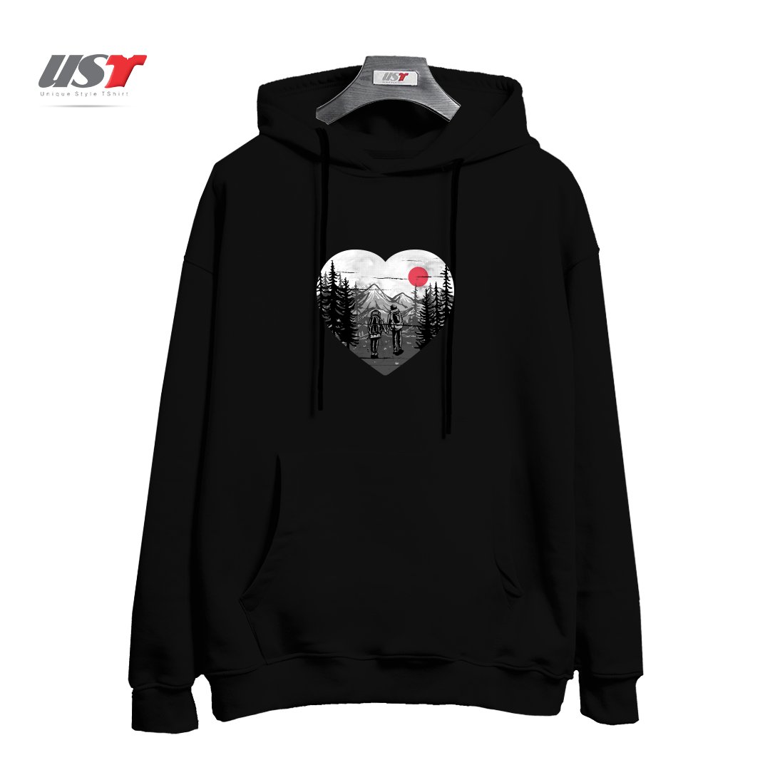 هودی اورسایز طرح HIKE AND LOVE