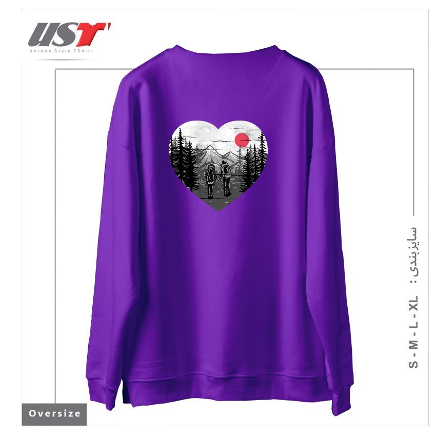 طرح HIKE AND LOVE سوییشرت اورسایزرنگ بنفش