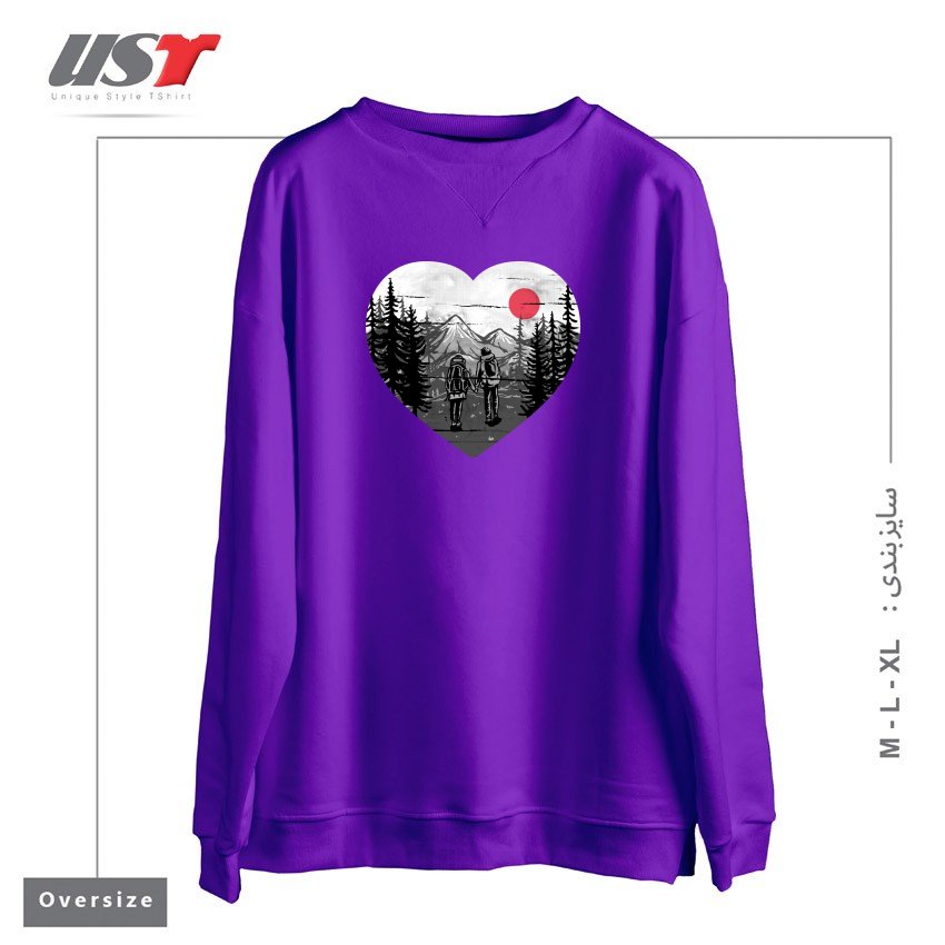 طرح HIKE AND LOVE سوییشرت اورسایزرنگ بنفش