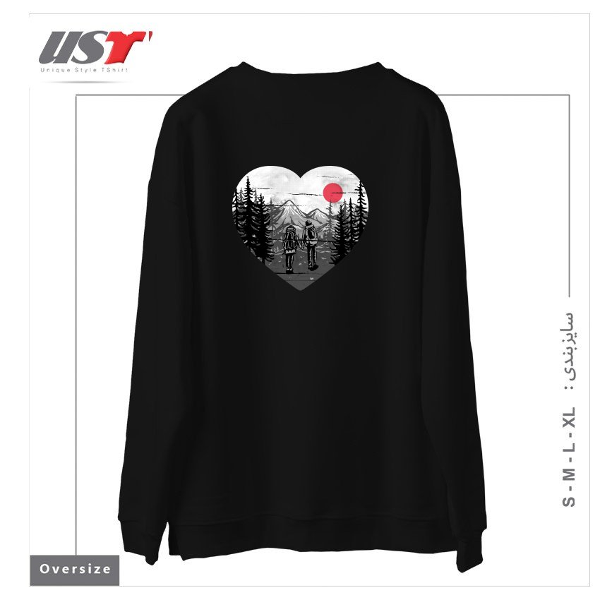 طرح HIKE AND LOVE سوییشرت اورسایزرنگ مشکی
