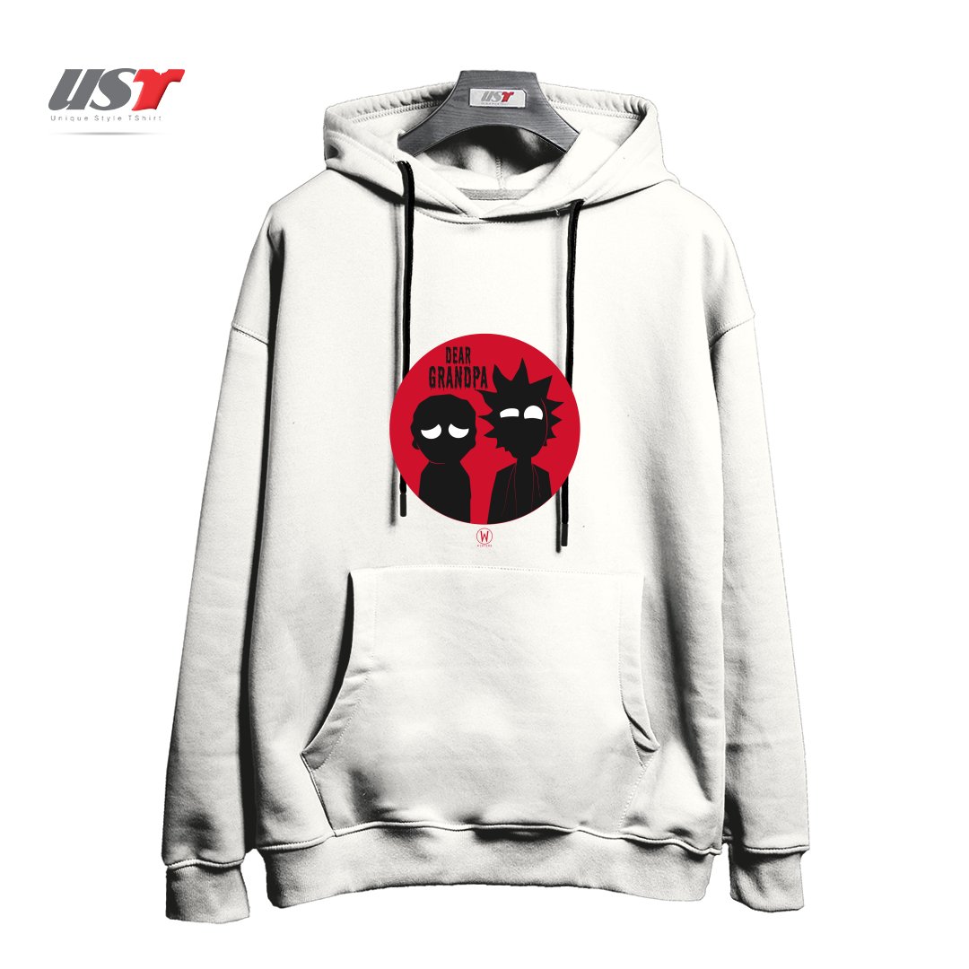 طرح DEAR GRANDPA هودی اورسایزرنگ سفید