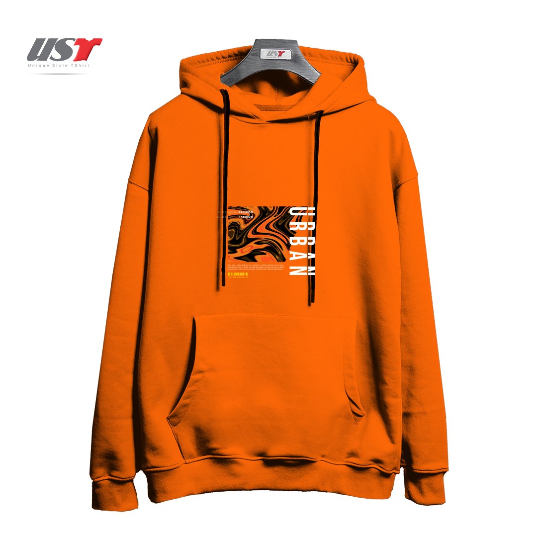 طرح typography 56 هودی اورسایزرنگ نارنجی