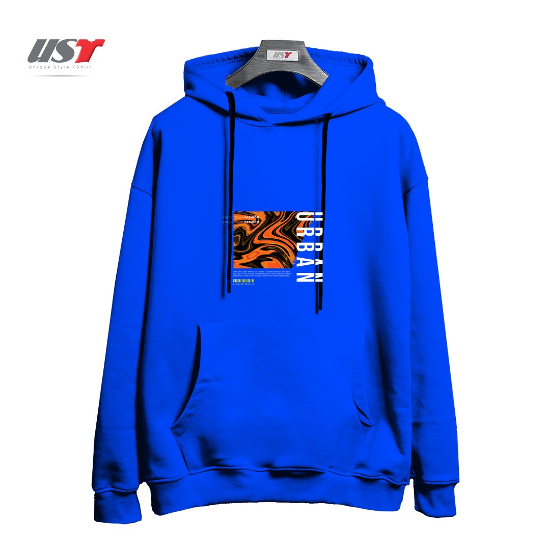 طرح typography 56 هودی اورسایزرنگ آبی شالی