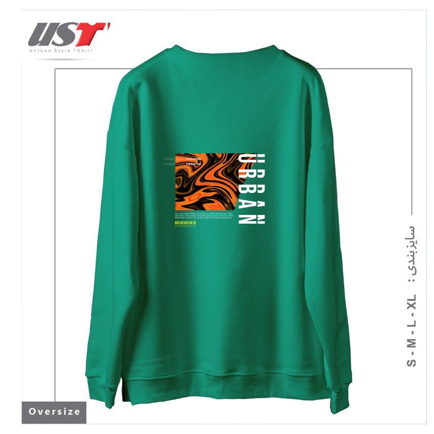 طرح typography 56 سوییشرت اورسایزرنگ سبز سدری