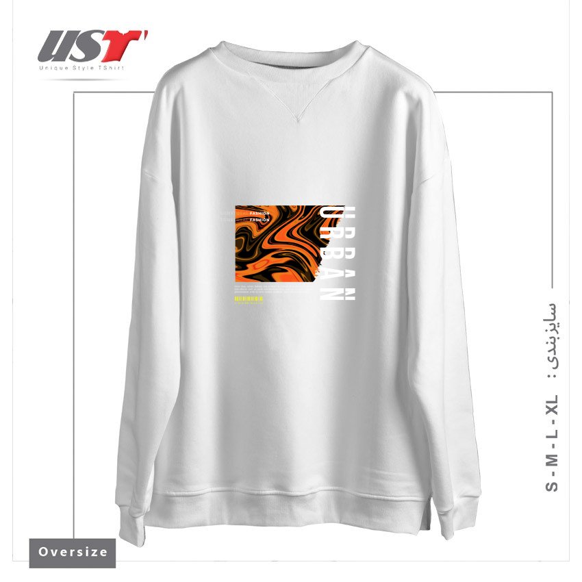 طرح typography 56 سوییشرت اورسایزرنگ سفید