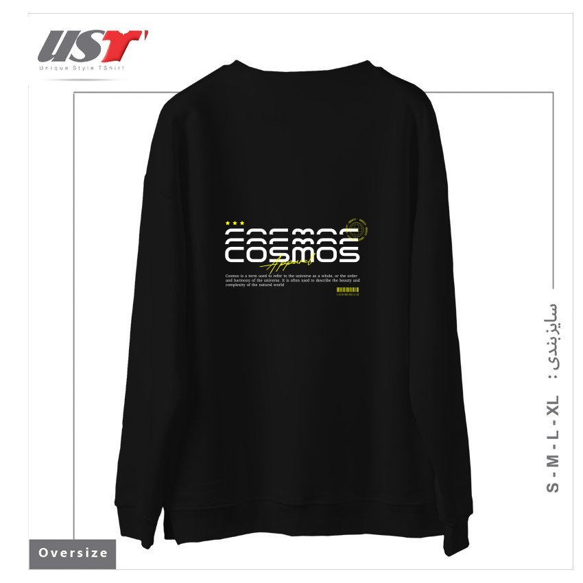 طرح typography 57 سوییشرت اورسایزرنگ مشکی