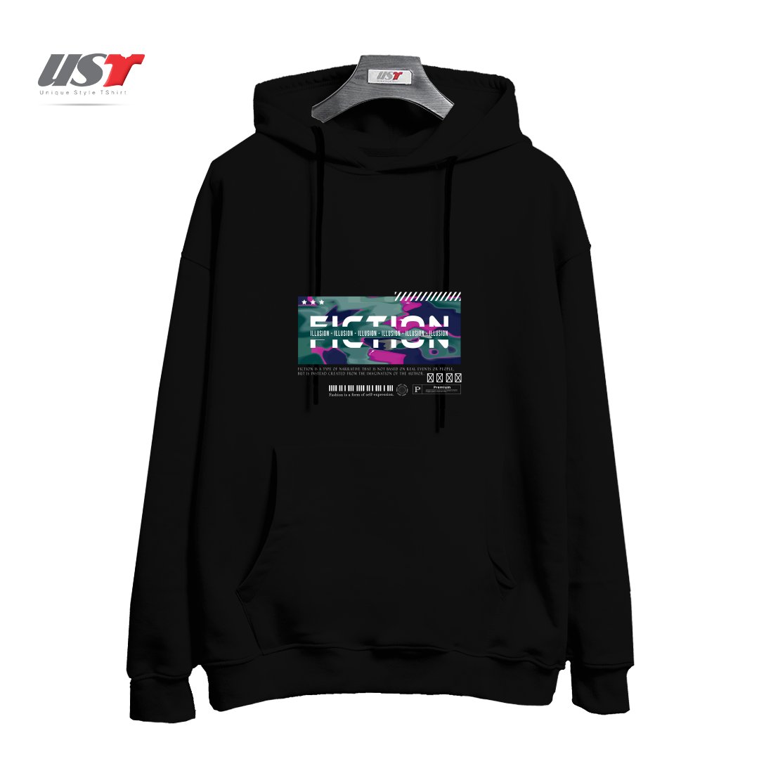 طرح typography 58 هودی اورسایزرنگ مشکی