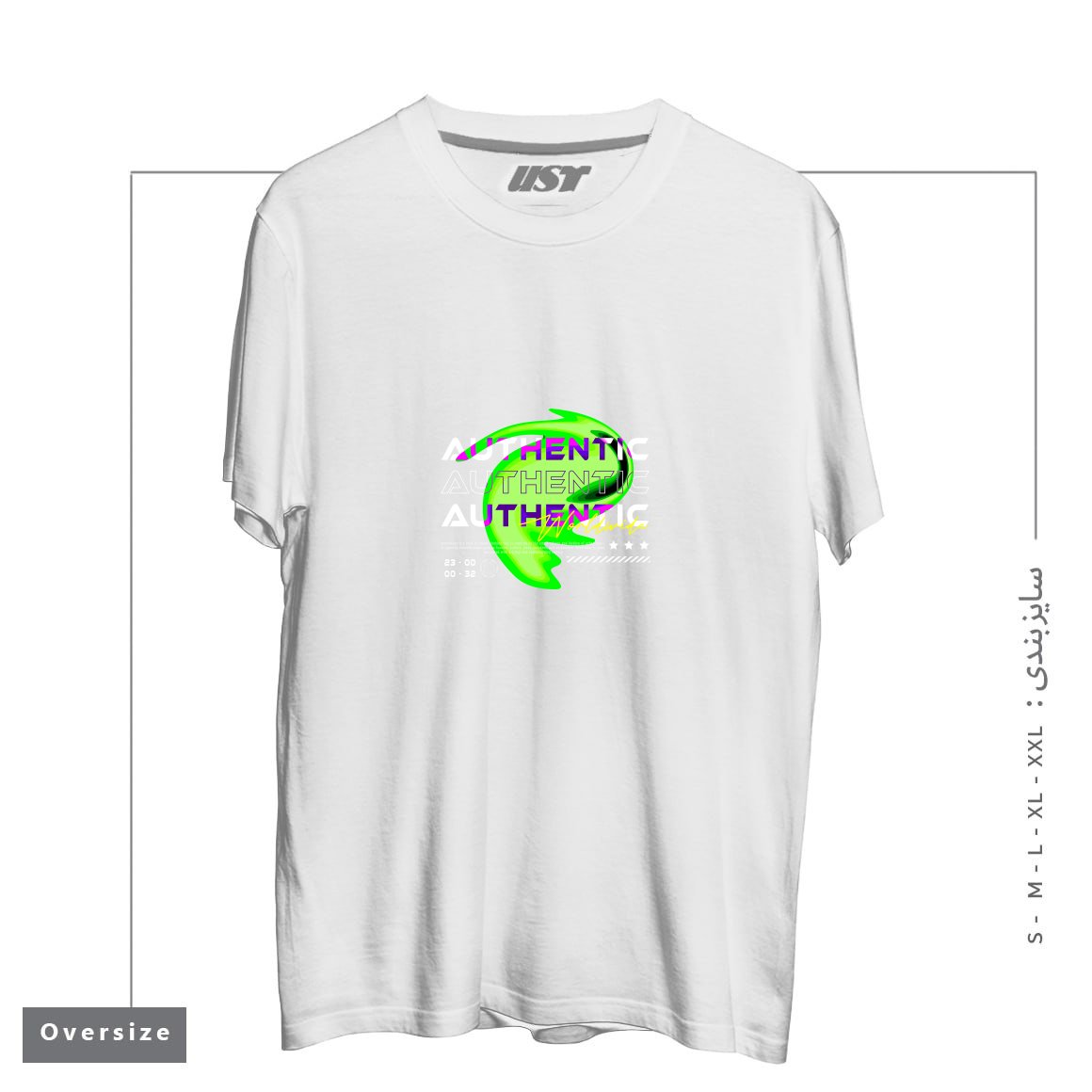 طرح typography 59 تیشرت اورسایزرنگ سفید