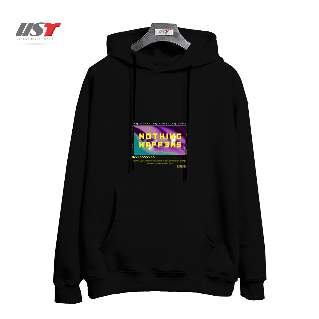 طرح typography 60 هودی اورسایزرنگ مشکی