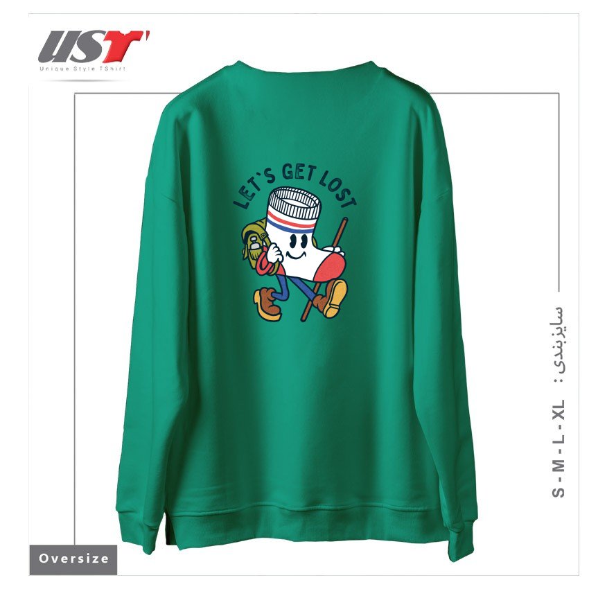 طرح LET'S GET LOST سوییشرت اورسایزرنگ سبز سدری