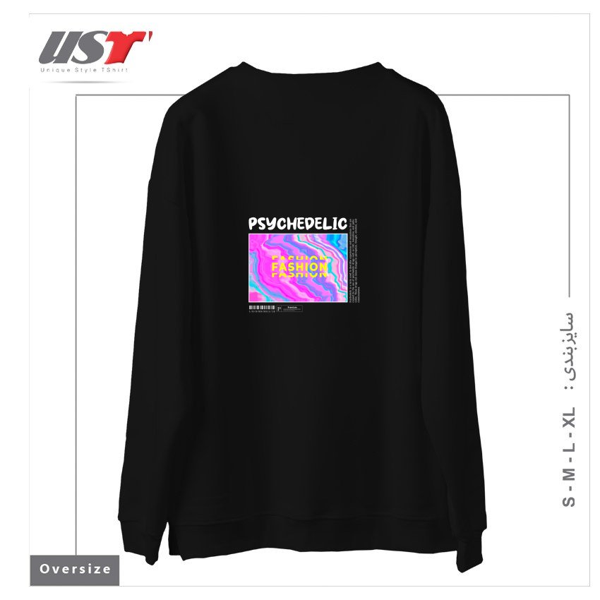 طرح typography 62 سوییشرت اورسایزرنگ مشکی