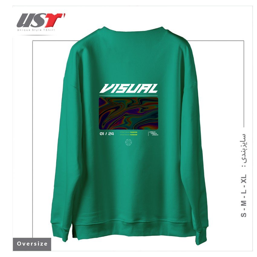 طرح typography 63 سوییشرت اورسایزرنگ سبز سدری