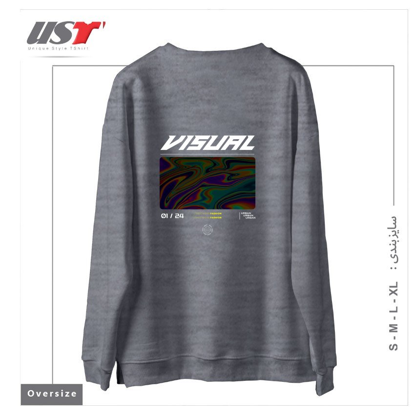 طرح typography 63 سوییشرت اورسایزرنگ طوسی ملانژ