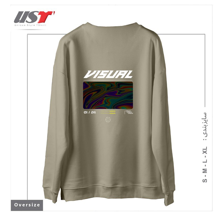 طرح typography 63 سوییشرت اورسایزرنگ نخودی