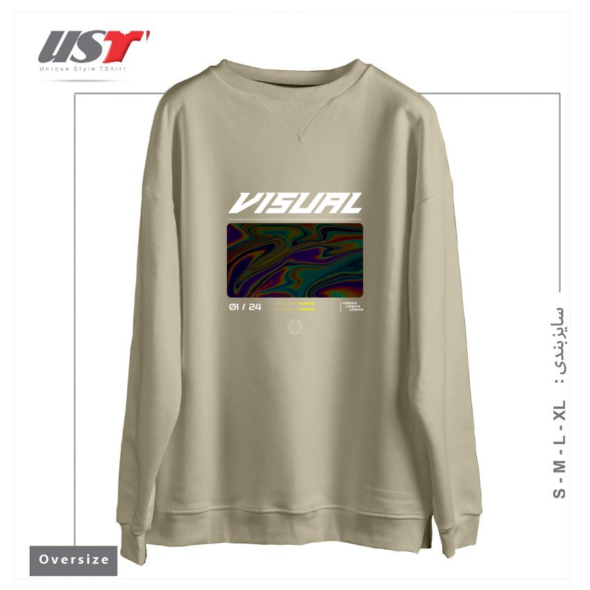 طرح typography 63 سوییشرت اورسایزرنگ نخودی