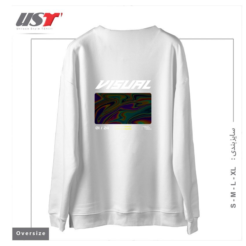 طرح typography 63 سوییشرت اورسایزرنگ سفید