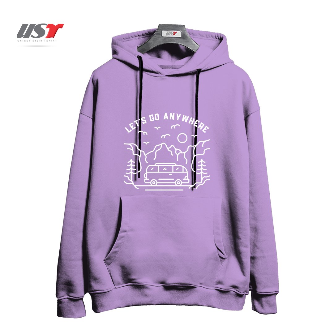 طرح LET'S GO ANYWHERE هودی اورسایزرنگ یاسی