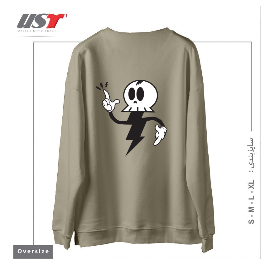 طرح DEATHRAY سوییشرت اورسایزرنگ نخودی