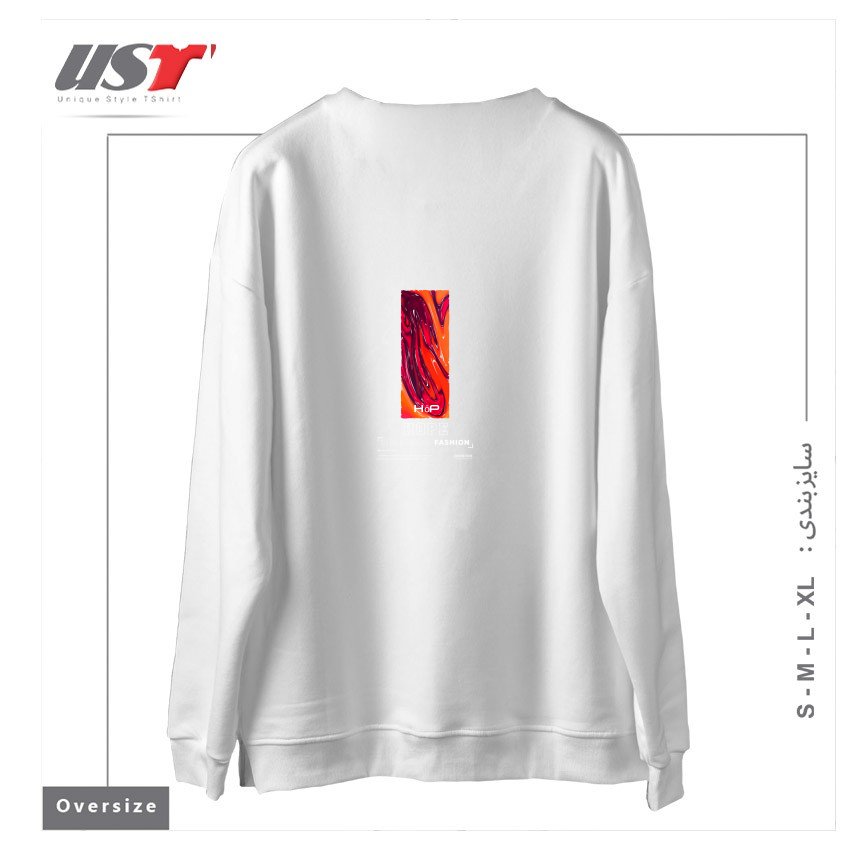 طرح typography 66 سوییشرت اورسایزرنگ سفید