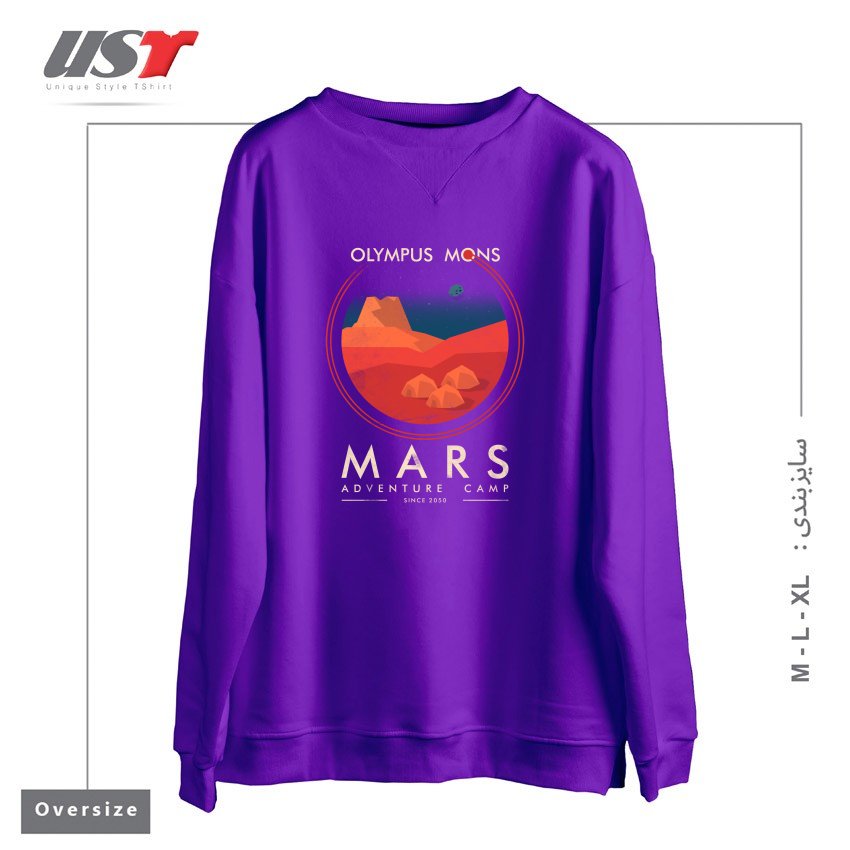 طرح MARS ADVENTURE CAMP سوییشرت اورسایزرنگ بنفش