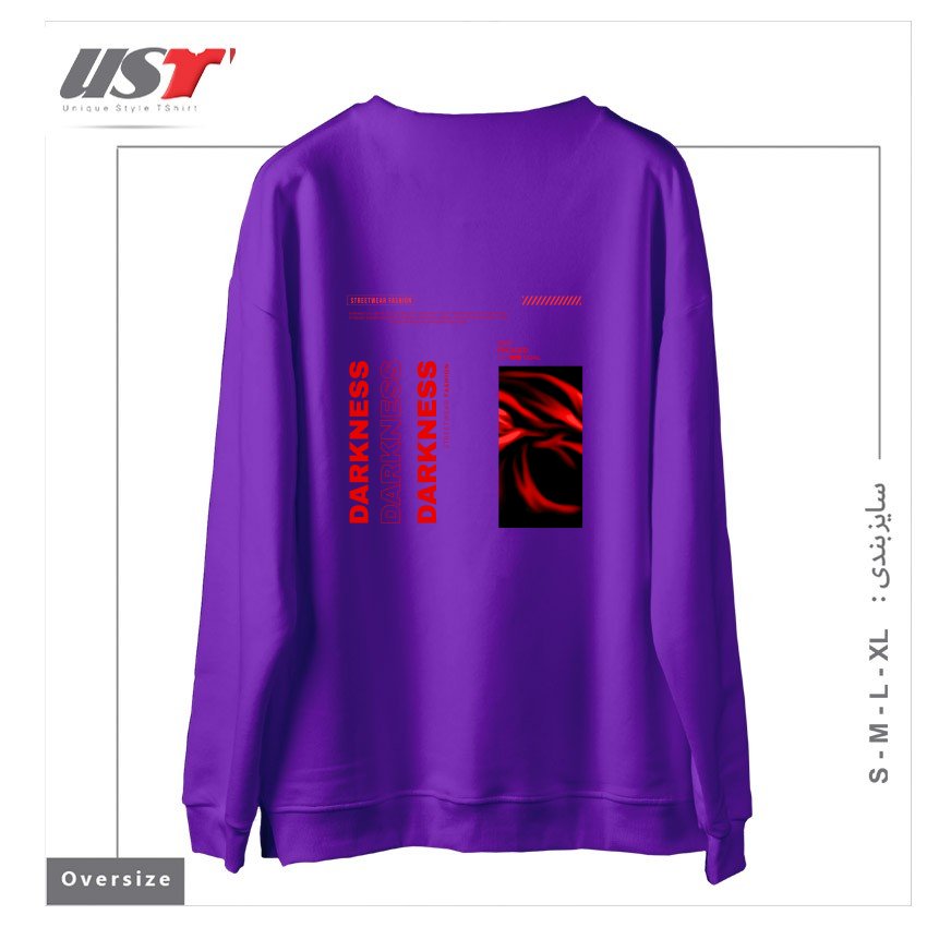 طرح typography 68 سوییشرت اورسایزرنگ بنفش