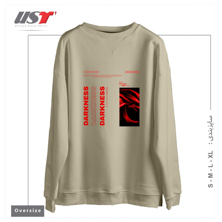 طرح typography 68 سوییشرت اورسایزرنگ نخودی