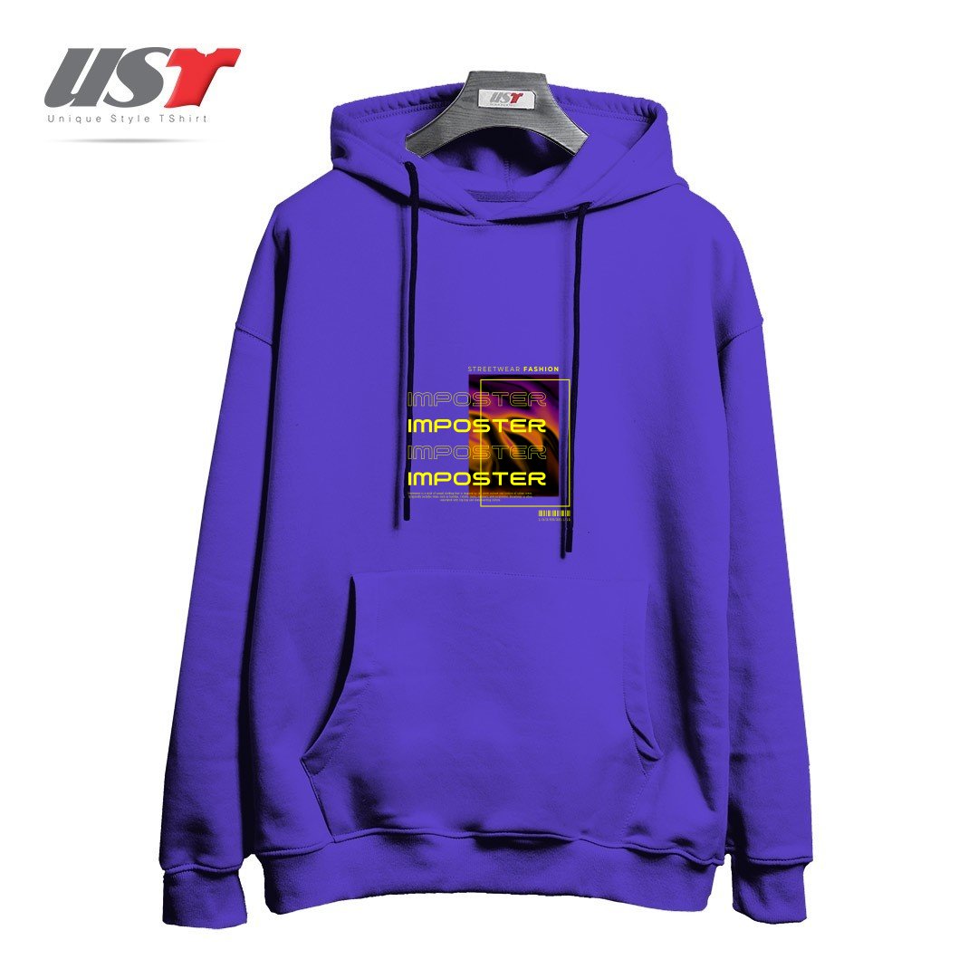 طرح typography 69 هودی اورسایزرنگ بنفش