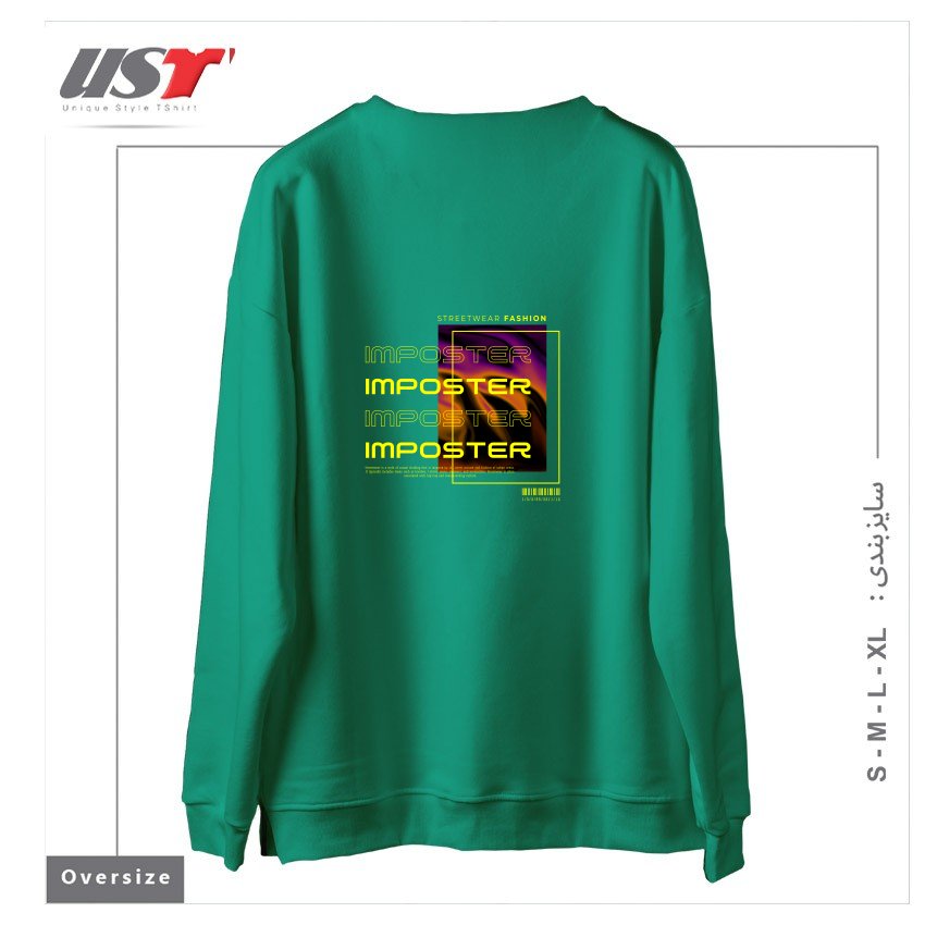 طرح typography 69 سوییشرت اورسایزرنگ سبز سدری