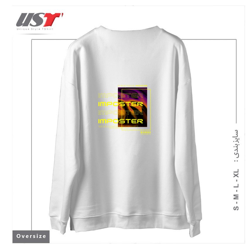 طرح typography 69 سوییشرت اورسایزرنگ سفید