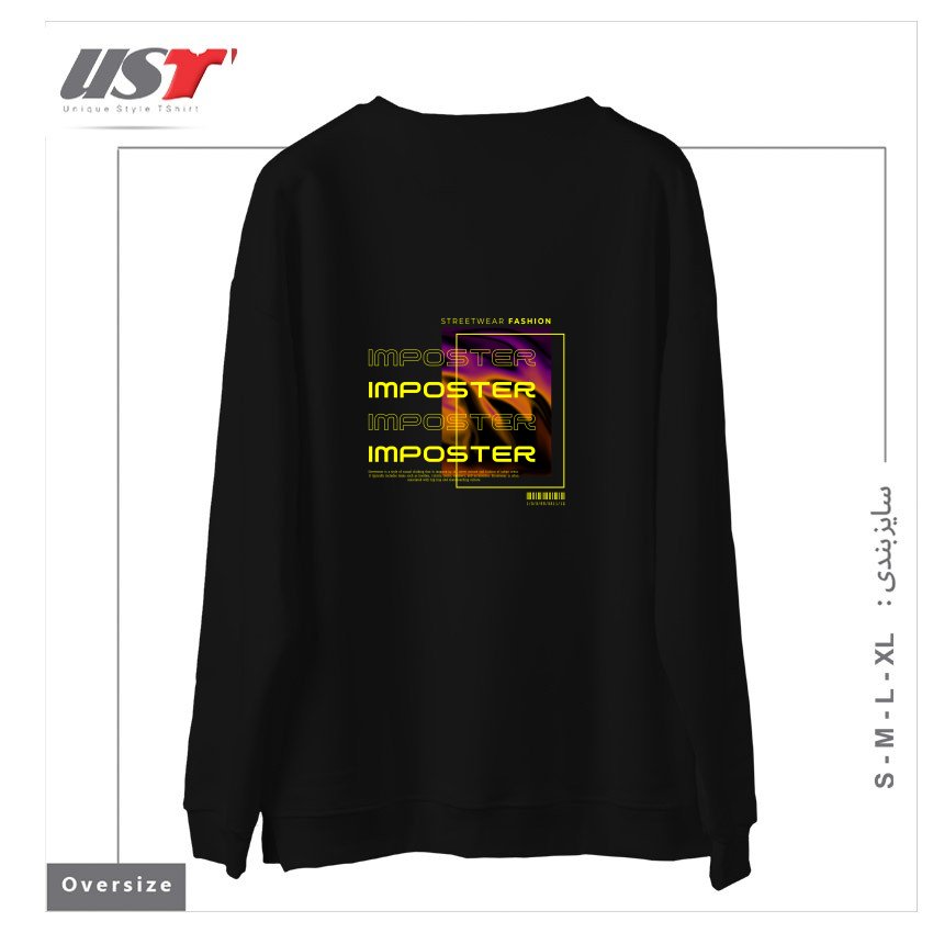 طرح typography 69 سوییشرت اورسایزرنگ مشکی