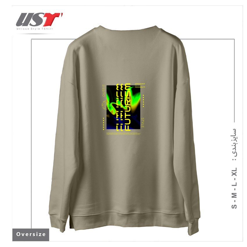 طرح typography 70 سوییشرت اورسایزرنگ نخودی