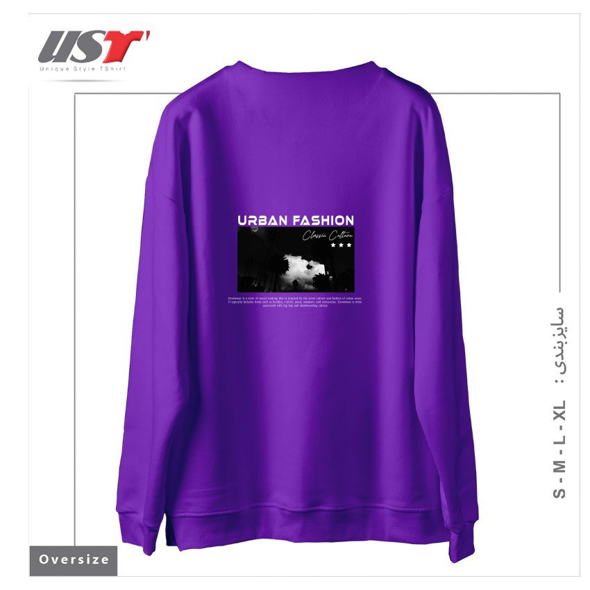 طرح typography 71 سوییشرت اورسایزرنگ بنفش