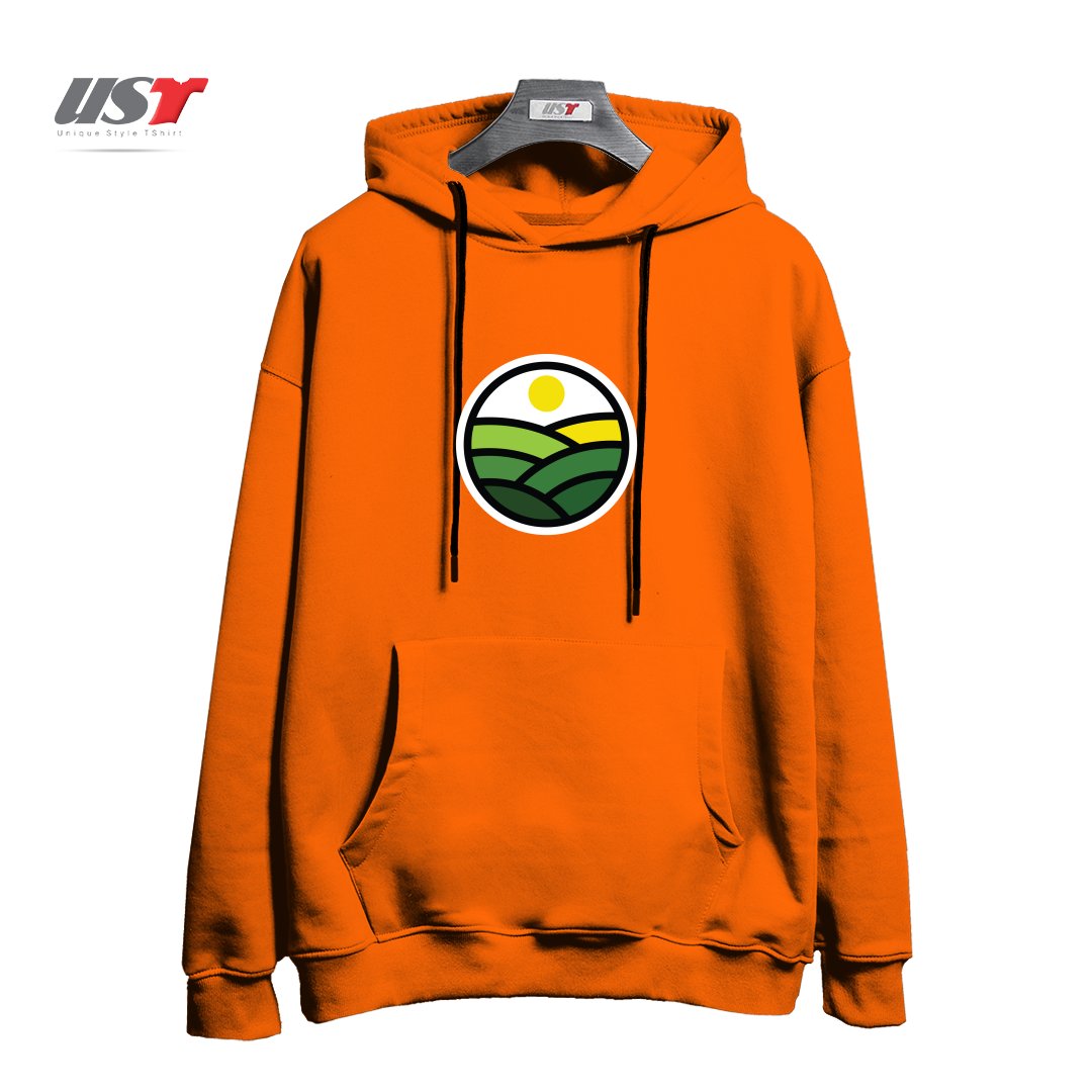 طرح NATURE LINE هودی اورسایزرنگ نارنجی