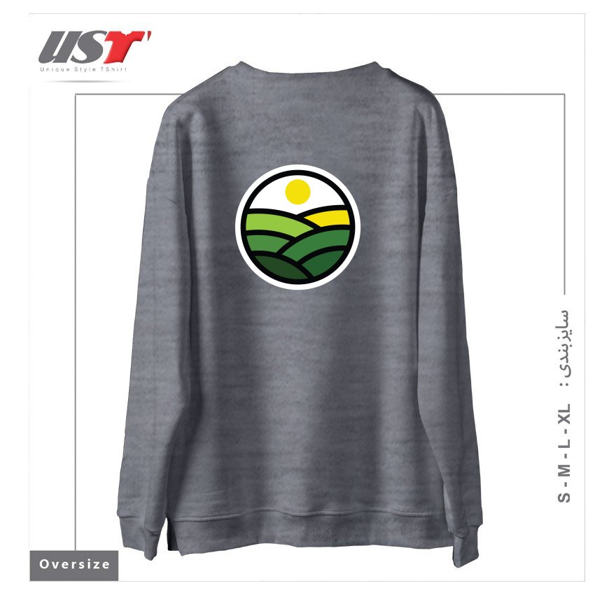 طرح NATURE LINE سوییشرت اورسایزرنگ طوسی ملانژ