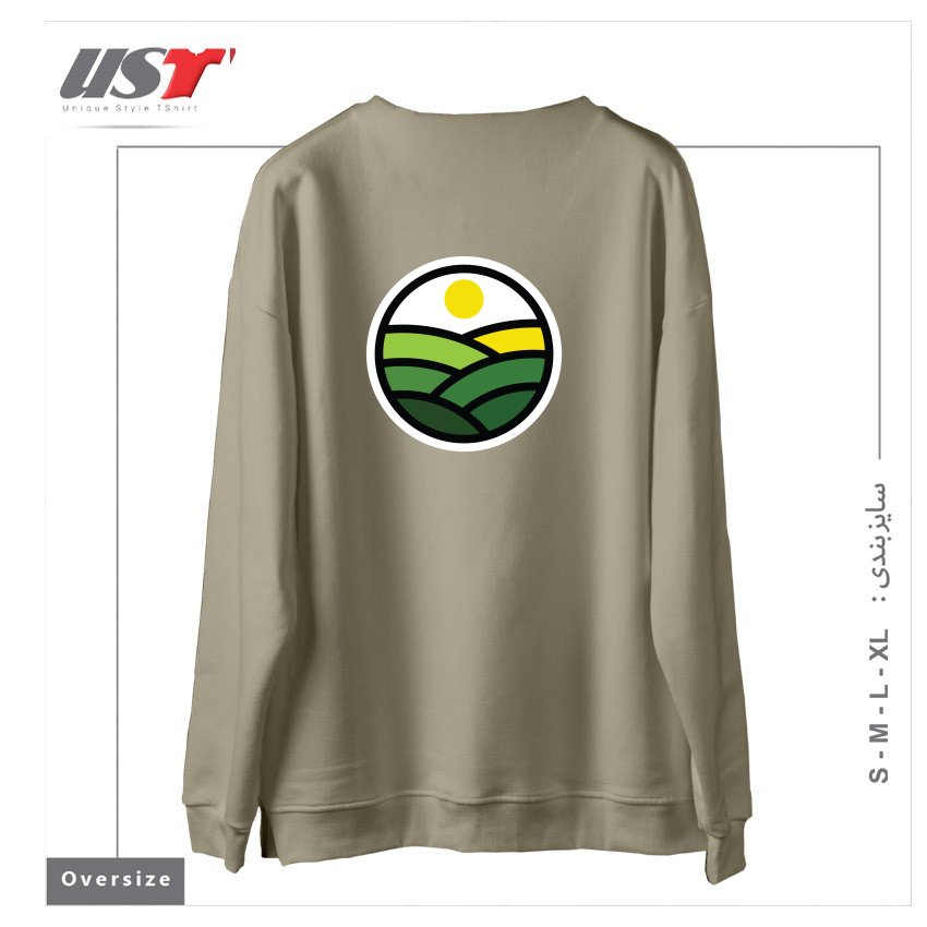 طرح NATURE LINE سوییشرت اورسایزرنگ نخودی