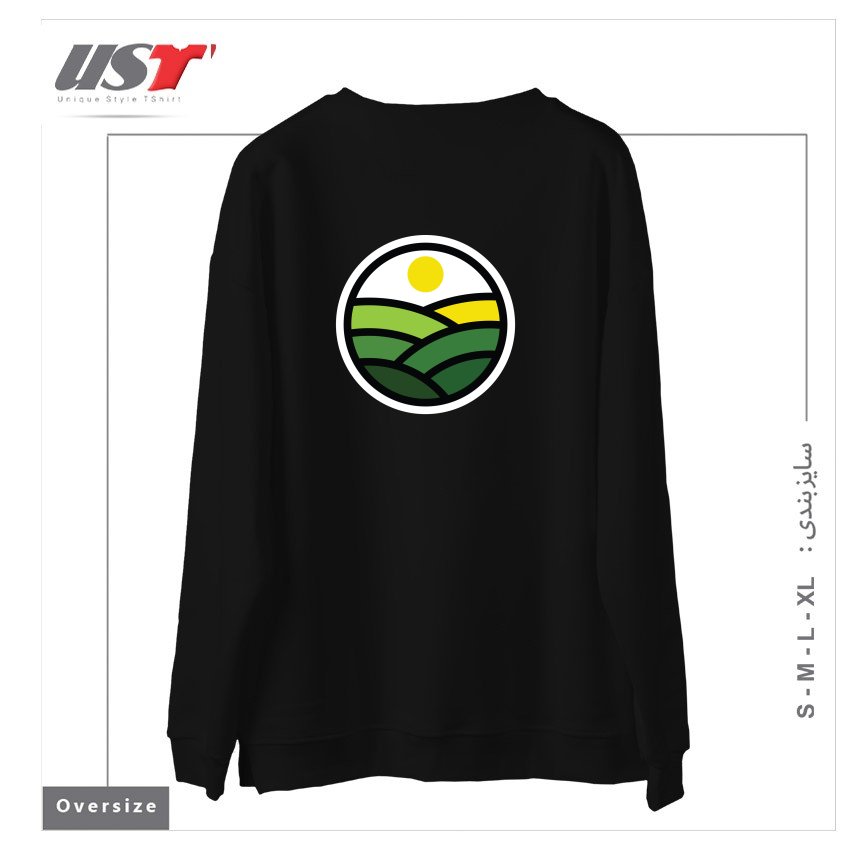 طرح NATURE LINE سوییشرت اورسایزرنگ مشکی