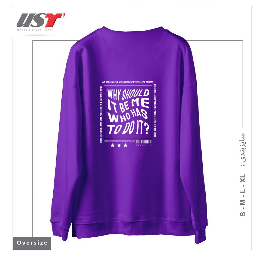 طرح typography 73 سوییشرت اورسایزرنگ بنفش