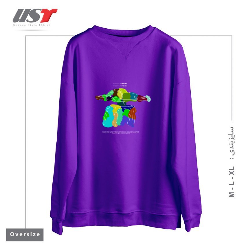 طرح typography 77 سوییشرت اورسایزرنگ بنفش